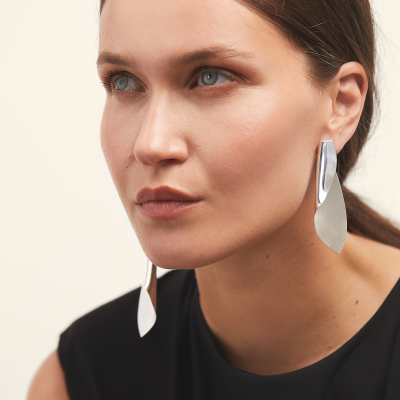 20YEARS ASYMMETRIC EARRiNGs (ピアス) SiM Letter Asymmetric Earrings – TEST